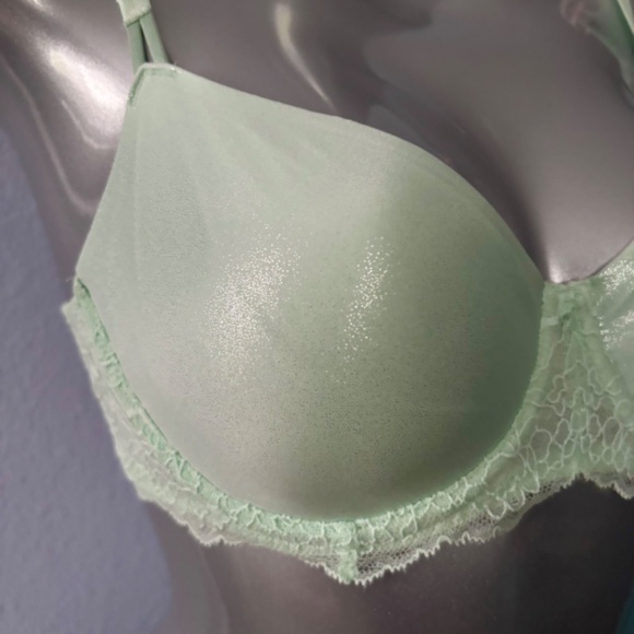 Victorias Secret Bra Dream Angels Unlined Uplift Green Shimmer Nwt 36C - Picture 3 of 6